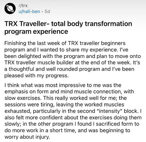 TRX Traveller Adam Atkinson Workout Program reviews