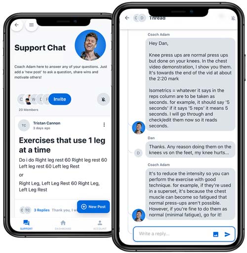 Direct 1-1 support chat with coach adam