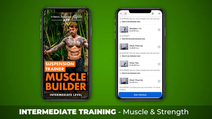 Intermediate level Suspension Trainer muscle builder Workout Program and Exercises