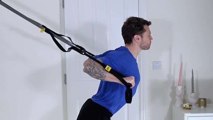 TRX Chest Press deep stretch and shoulder retraction