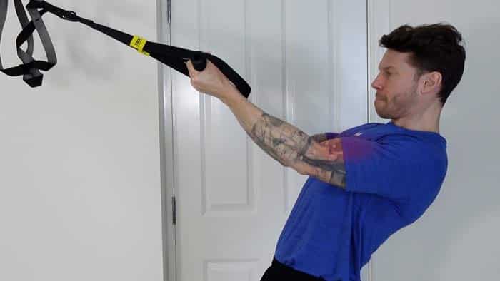 Keep a slight bend to keep tension on the bicep muscle