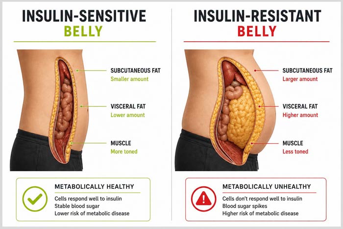 Insulin resistant belly fat leading to metabolic conditions